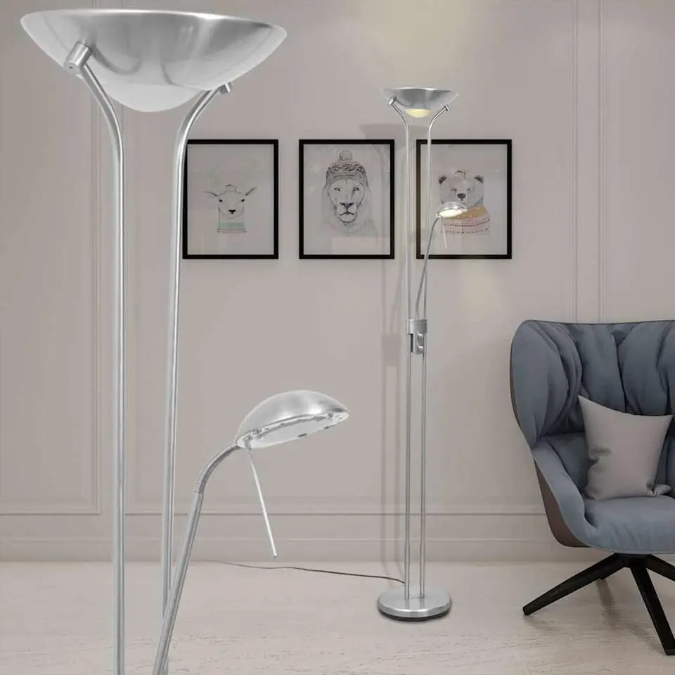 vidaXL - Staande Lamp - Zilver - Staal