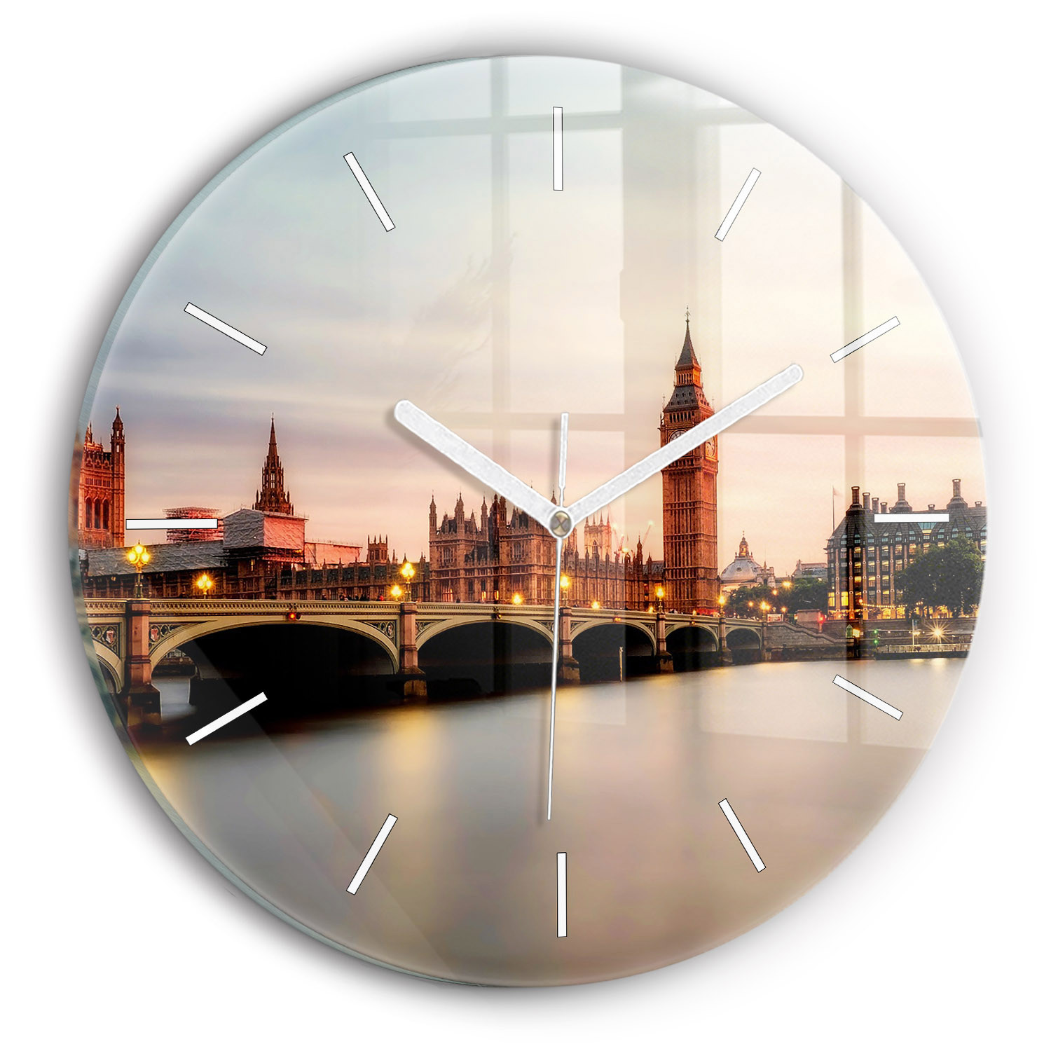 Zegar szklany ścienny do salonu Big Ben panorama Londynu