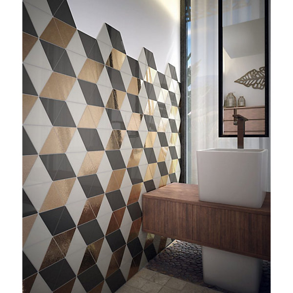 Carrelage mur triangulaire uni gris brillant SCALE TRIANGOLO DARK GREY
