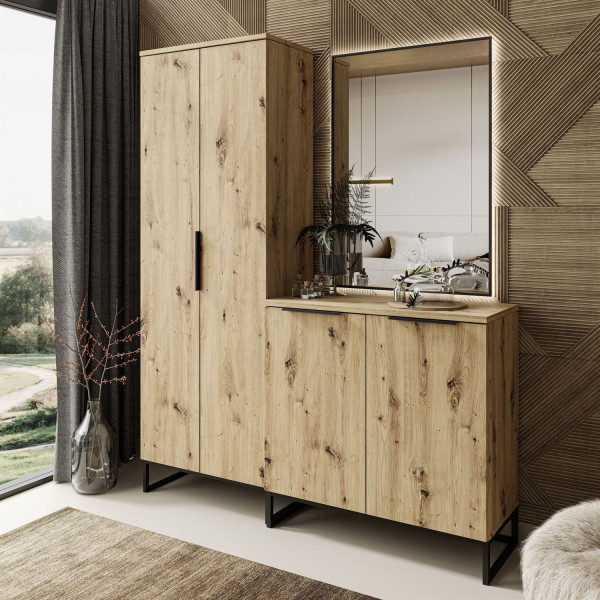 Garderoba TOP VI dąb artisan z lustrem