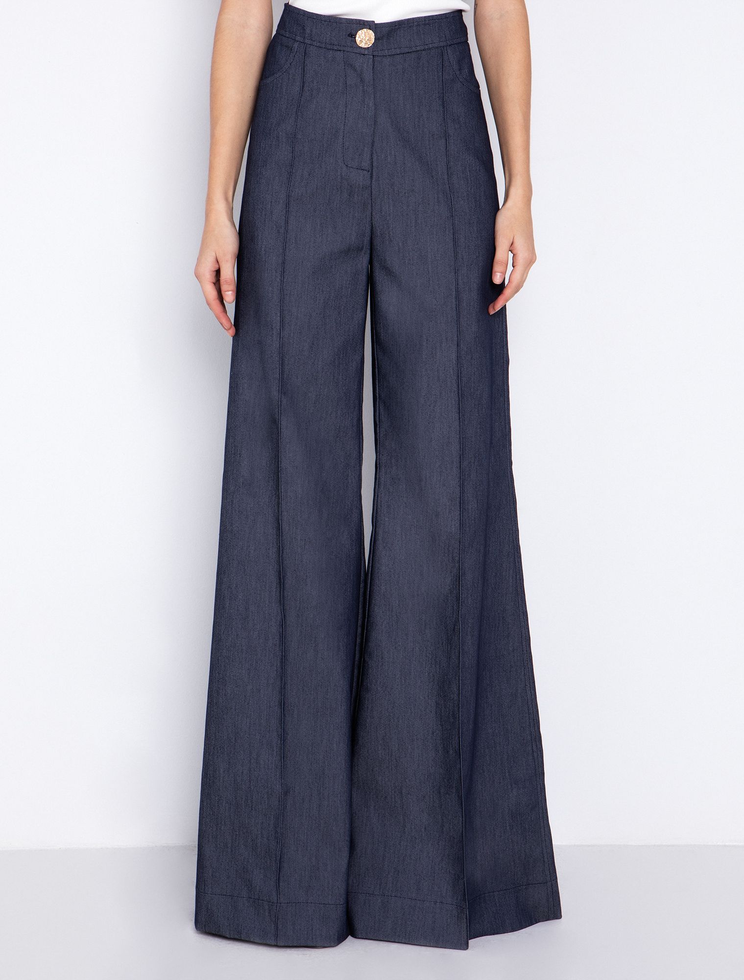Wide-leg παντελόνι σε denim όψη