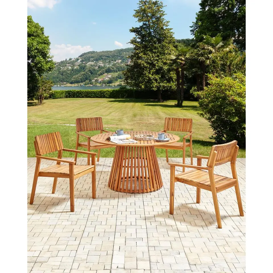 AGELLO- Tuinstoel set van 4 - Lichthout - Acaciahout