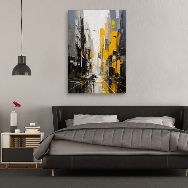 Feeby Obraz na płótnie, Miasto Ulica Akwarela Żółty Szary 40x60