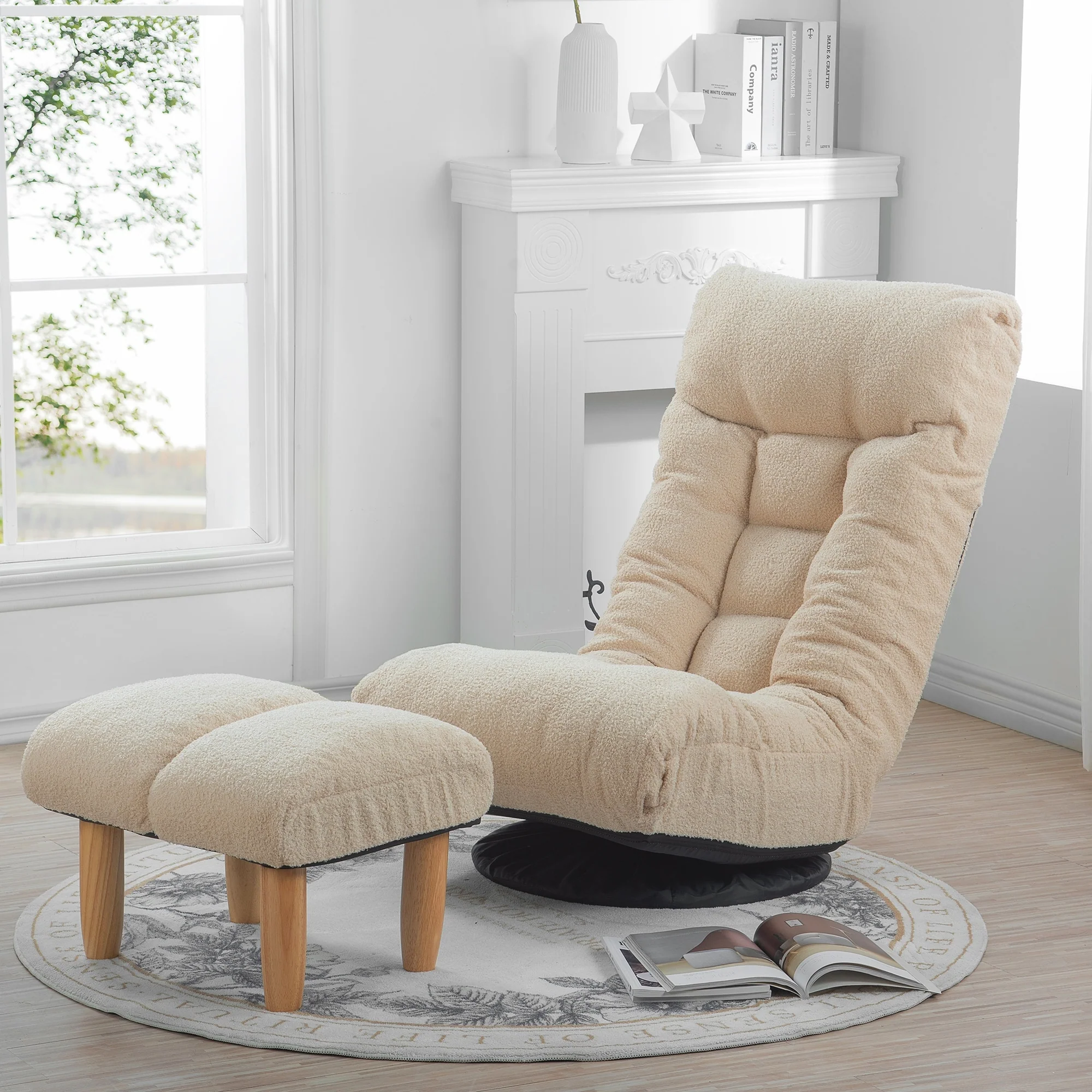 White Single Sofa Reclining Chair Japanese Chair Lazy Sofa