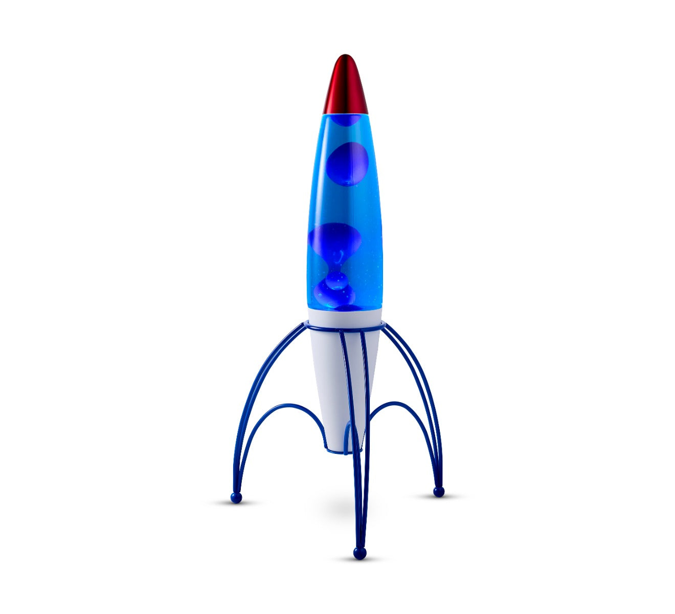 Lighto | Raket lavalamp | blauwe vloeistof met paarse lava