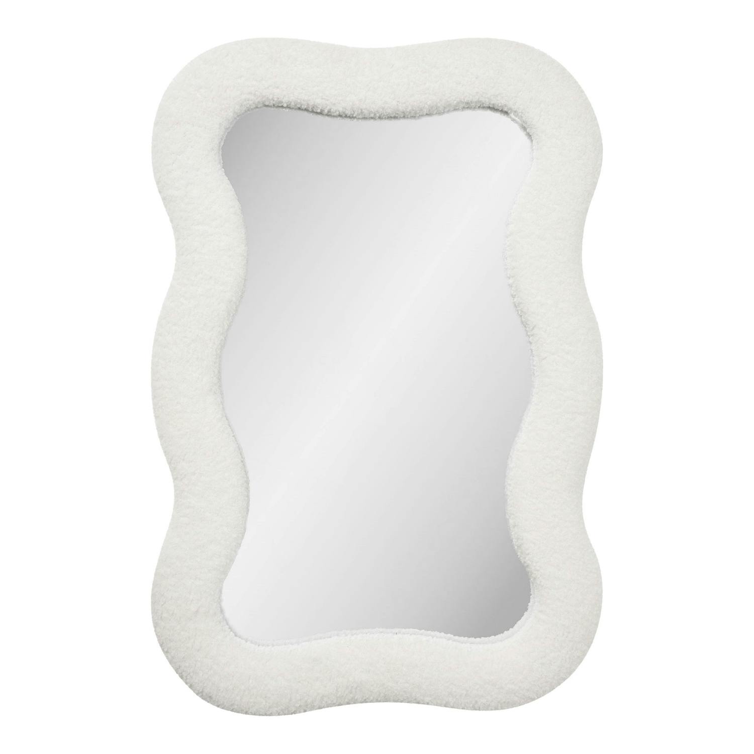 Miroir design organique avec cadre bouclette blanche 80 cm BRIG