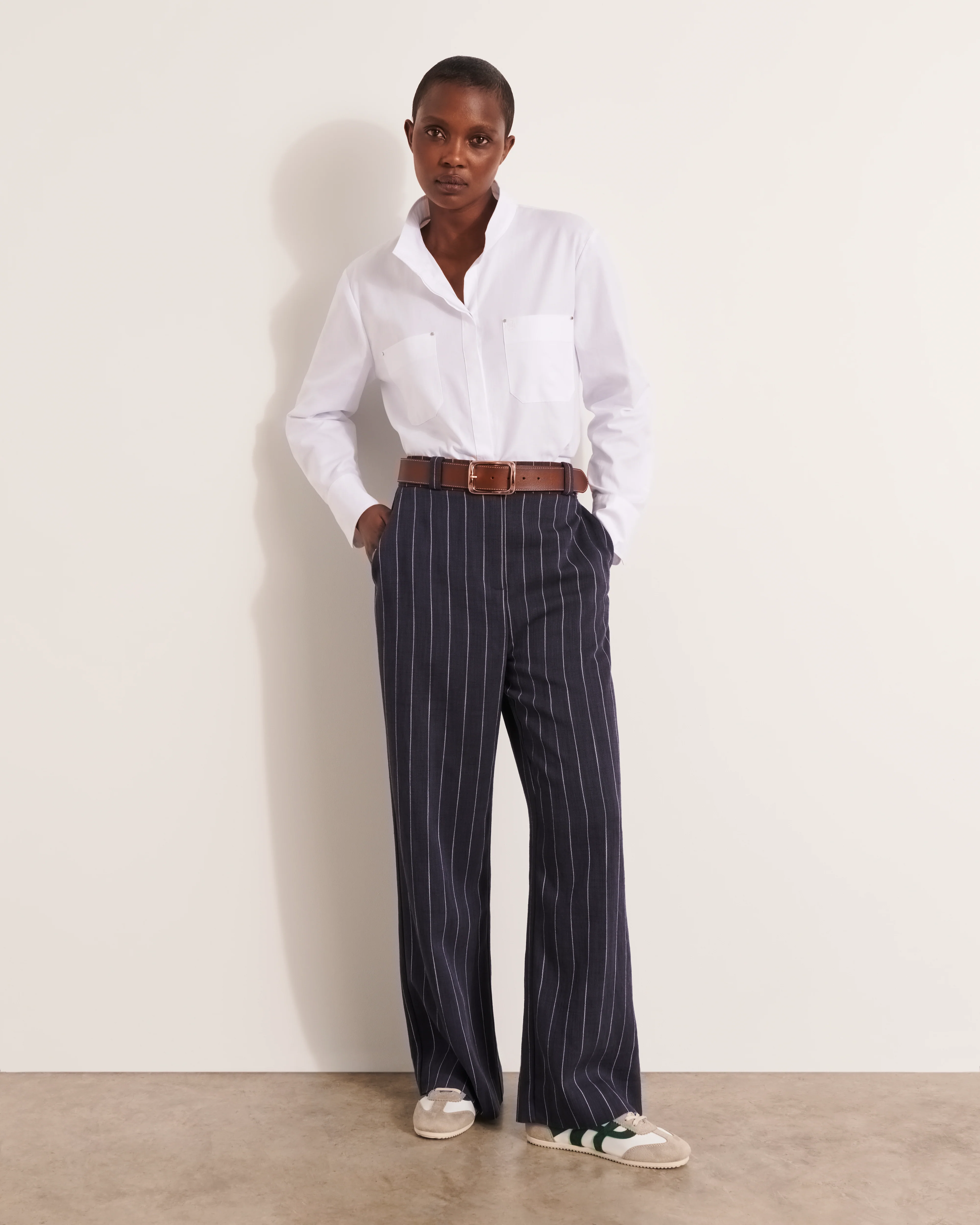 Pantalon large bleu marine à rayures PHILBY13/13323/635
