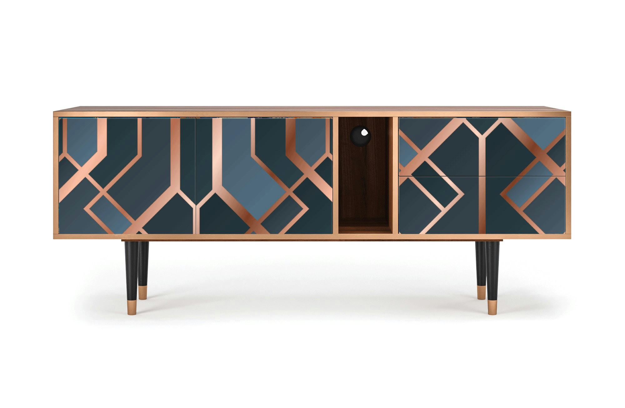 ASHY 1920' - Meuble TV  bleu-vert 2 tiroirs et 2 portes L 170 cm