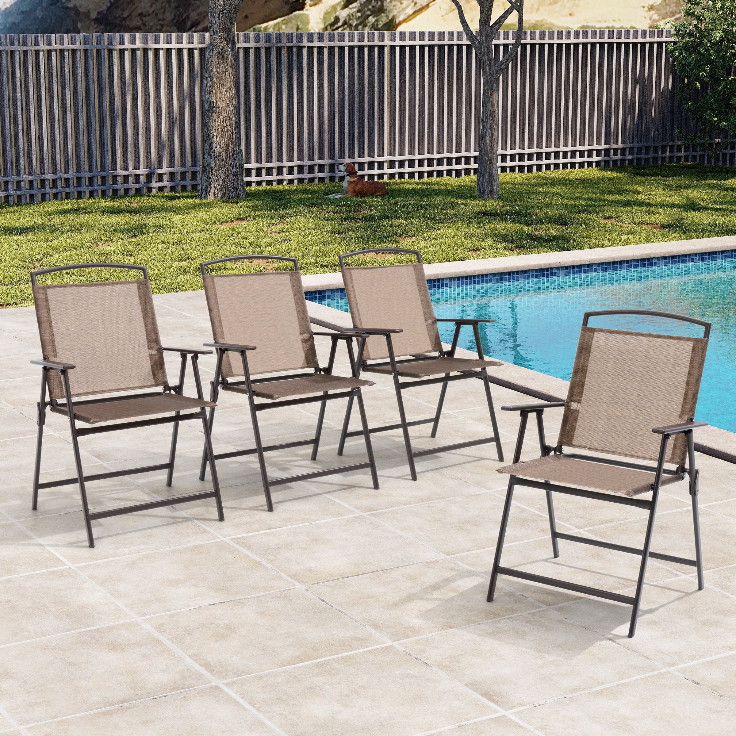 Set of 4 Patio Folding Chairs 4-Pack Dining Chairs