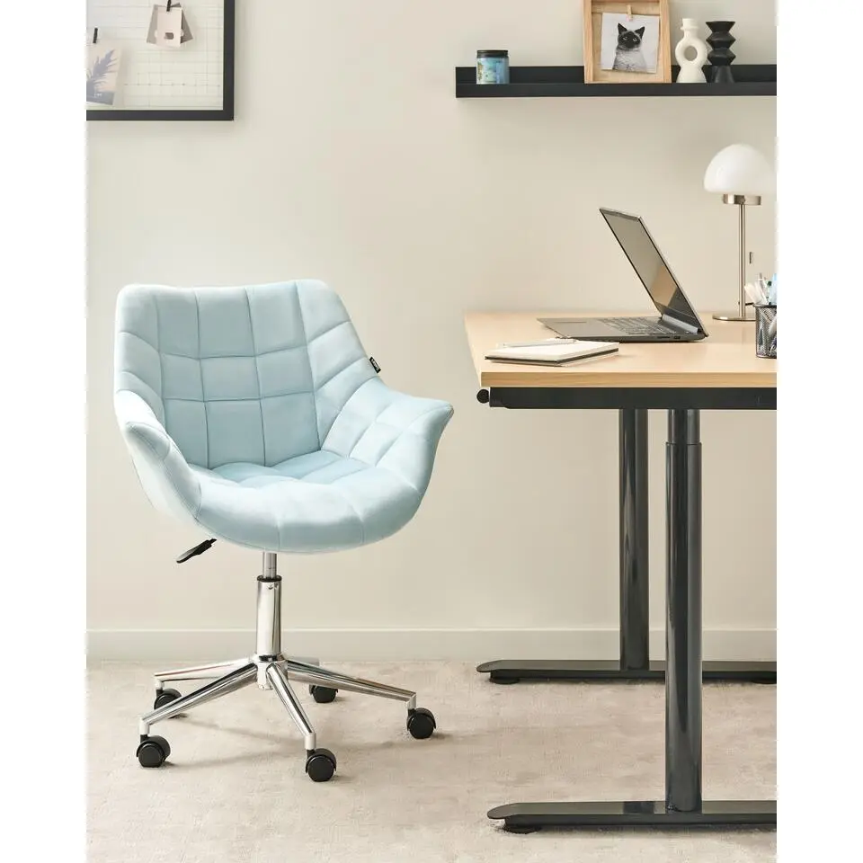 LABELLE - Bureaustoel - Lichtblauw - Fluweel