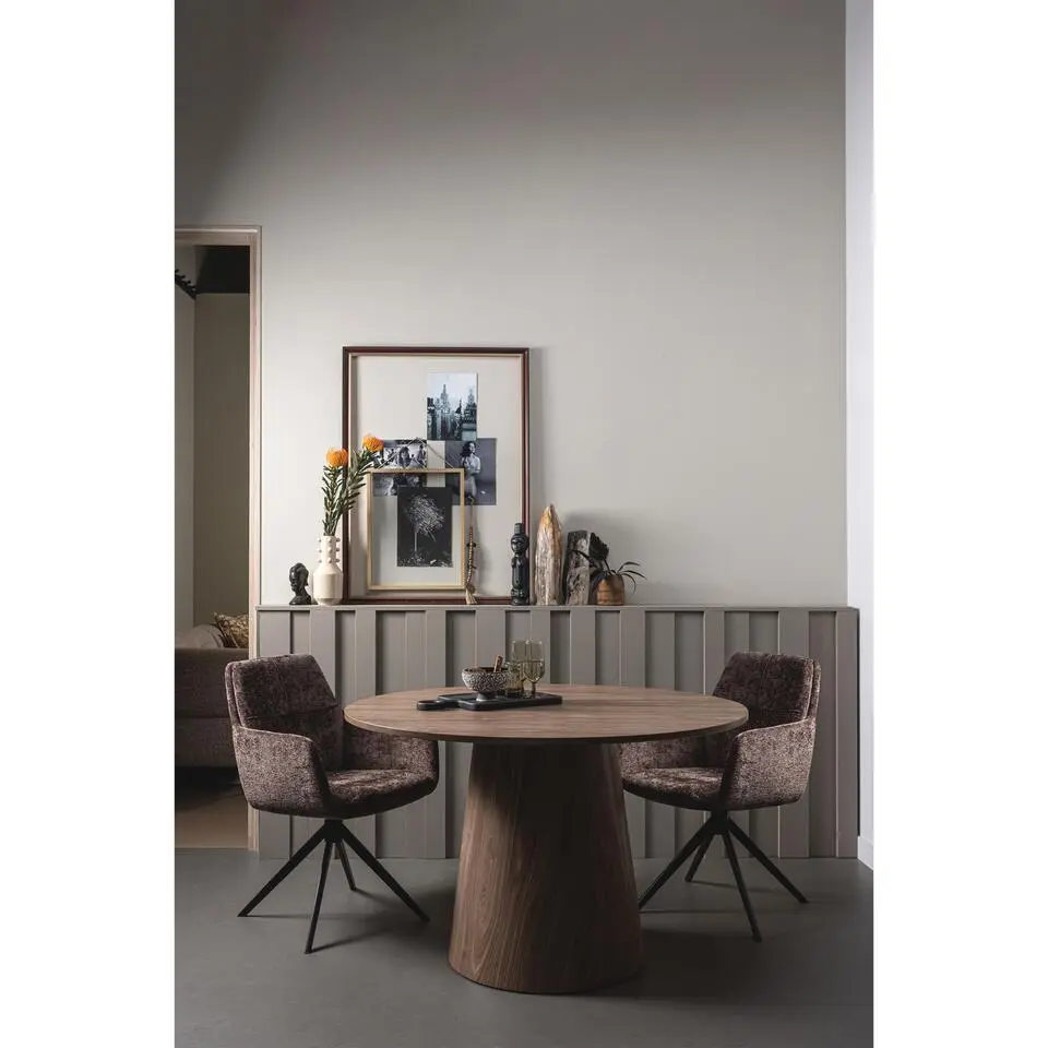 WOOOD Maan Eettafel - MDF - Walnoot - 75x120x120