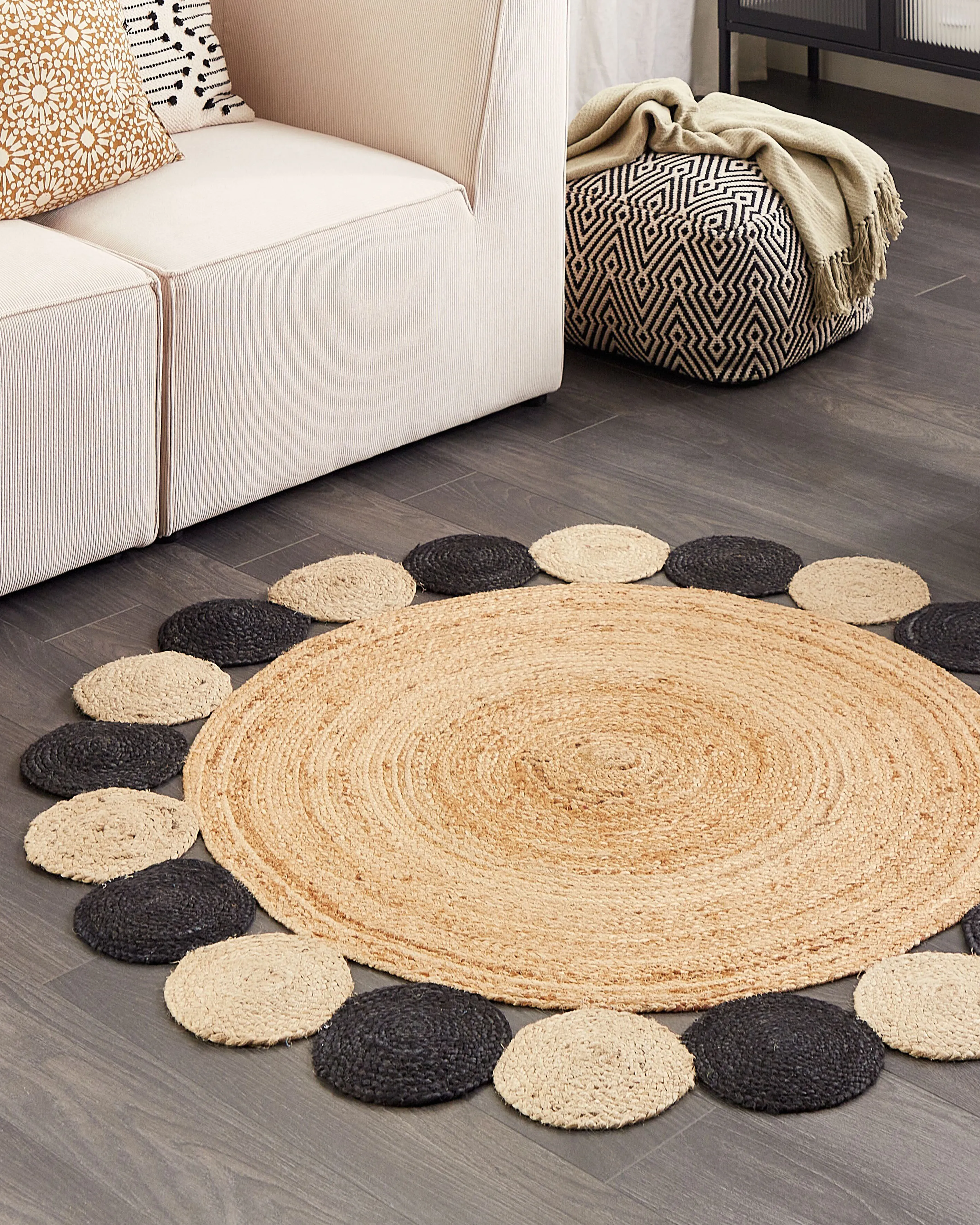 Rug VOSTAN Black ? 140 cm Jute