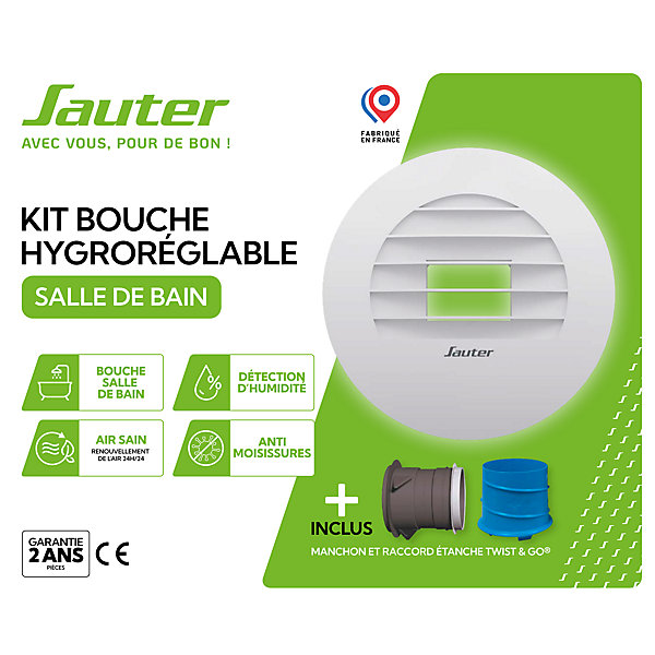 Kit bouche hygroréglable blanc salle de bain Sauter