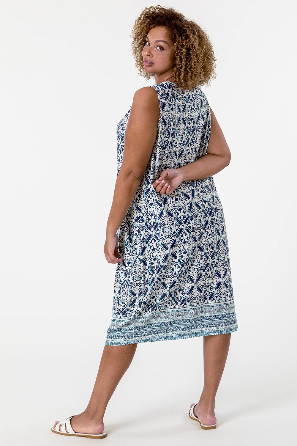 Roman Curve Geo Stretch Cocoon Dress
