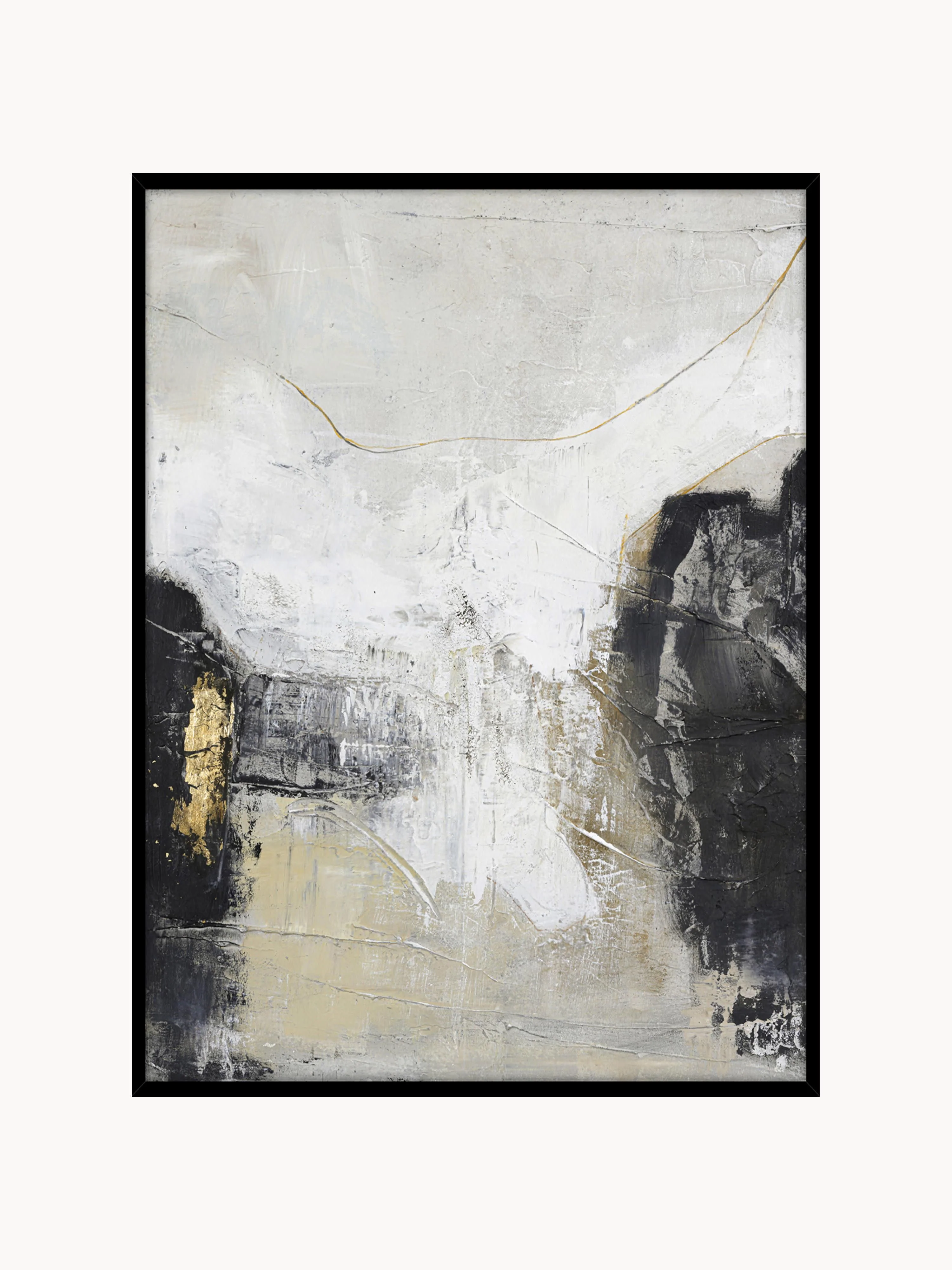 Handgemaltes Leinwandbild White Noir mit Holzrahmen