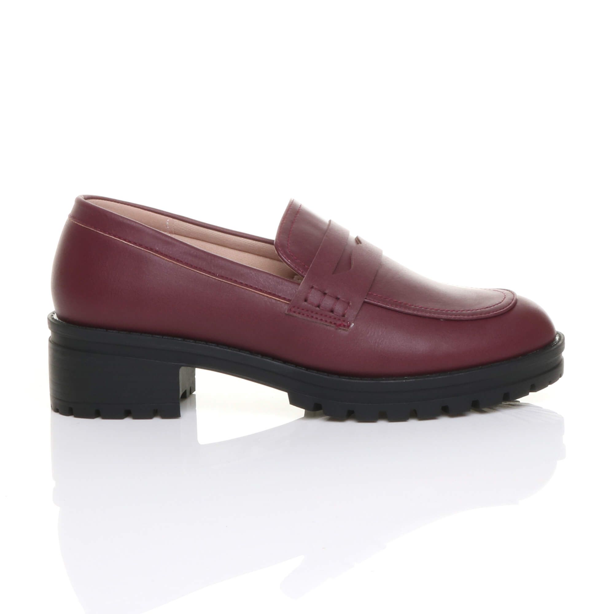 AJVANI Mid Heel Chunky Heeled Penny Loafers