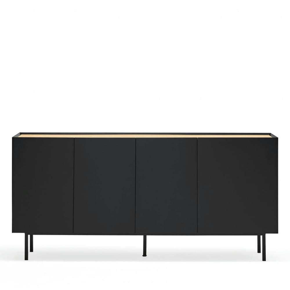 ARISTA - Buffet en bois 4 portes 3 tiroirs L165cm noir