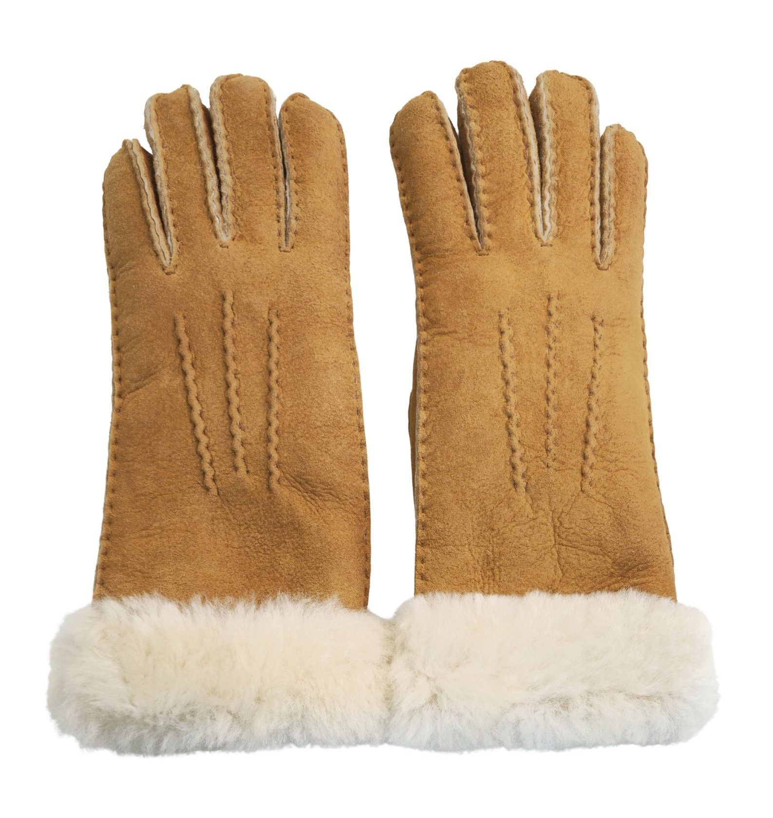 Infinity Leather Genuine Sheepskin Suede Gloves with Fur Cuff