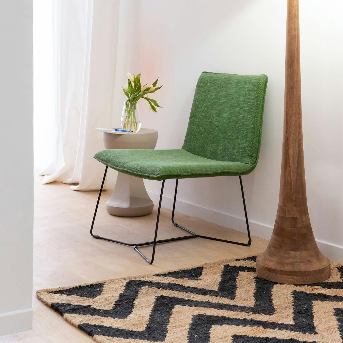 DAHLIA - Fauteuil en tissu vert 62 cm