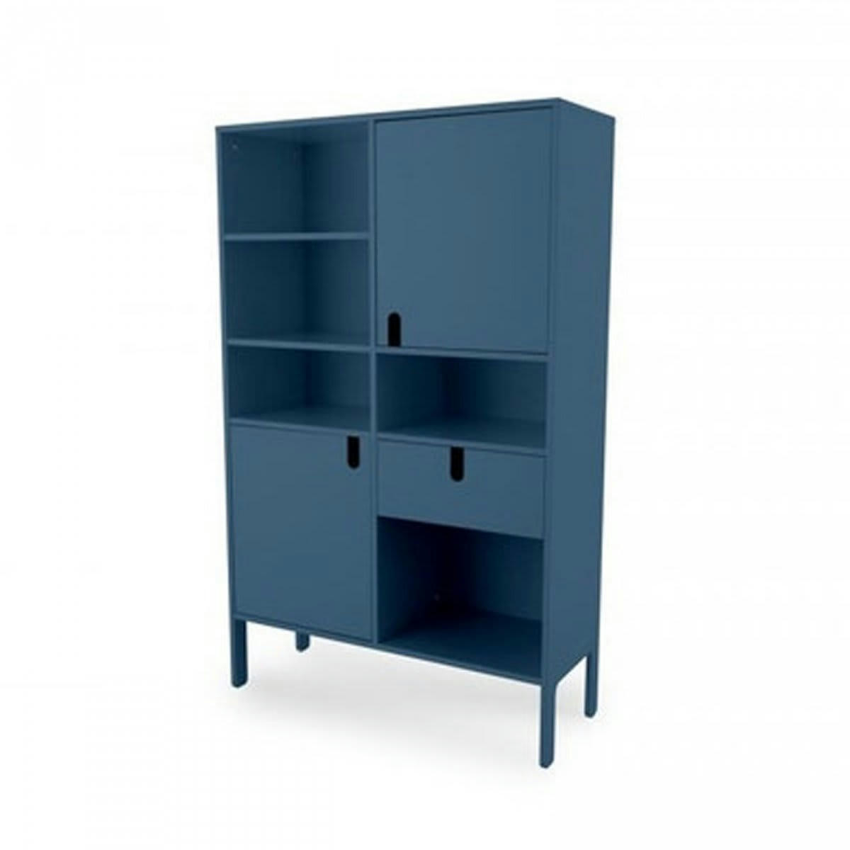 DINA - Grande étagère design nombreux rangements bleu