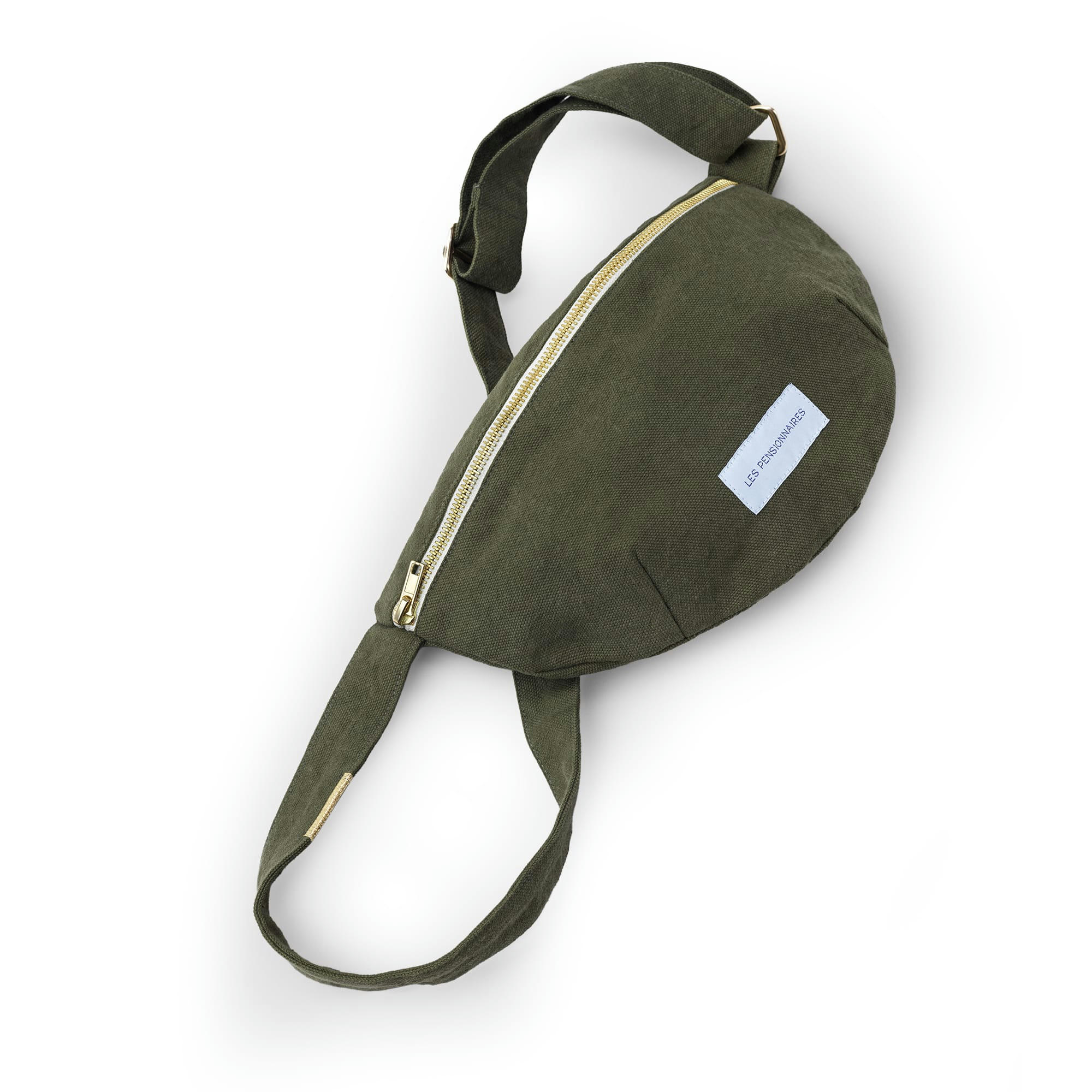 - Sac banane en toile de coton bio vert câpre uni