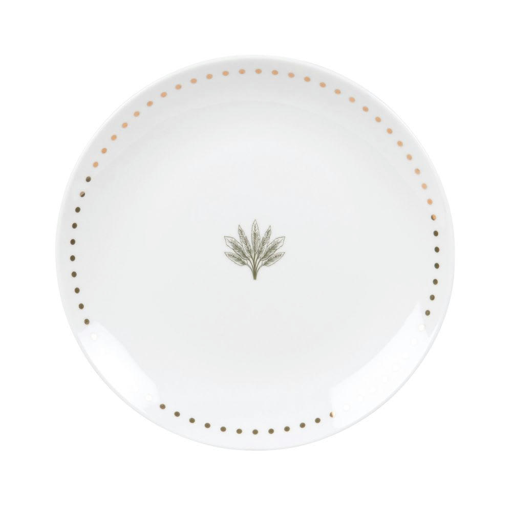 - Plat à tapas en porcelaine blanche motif palmier doré