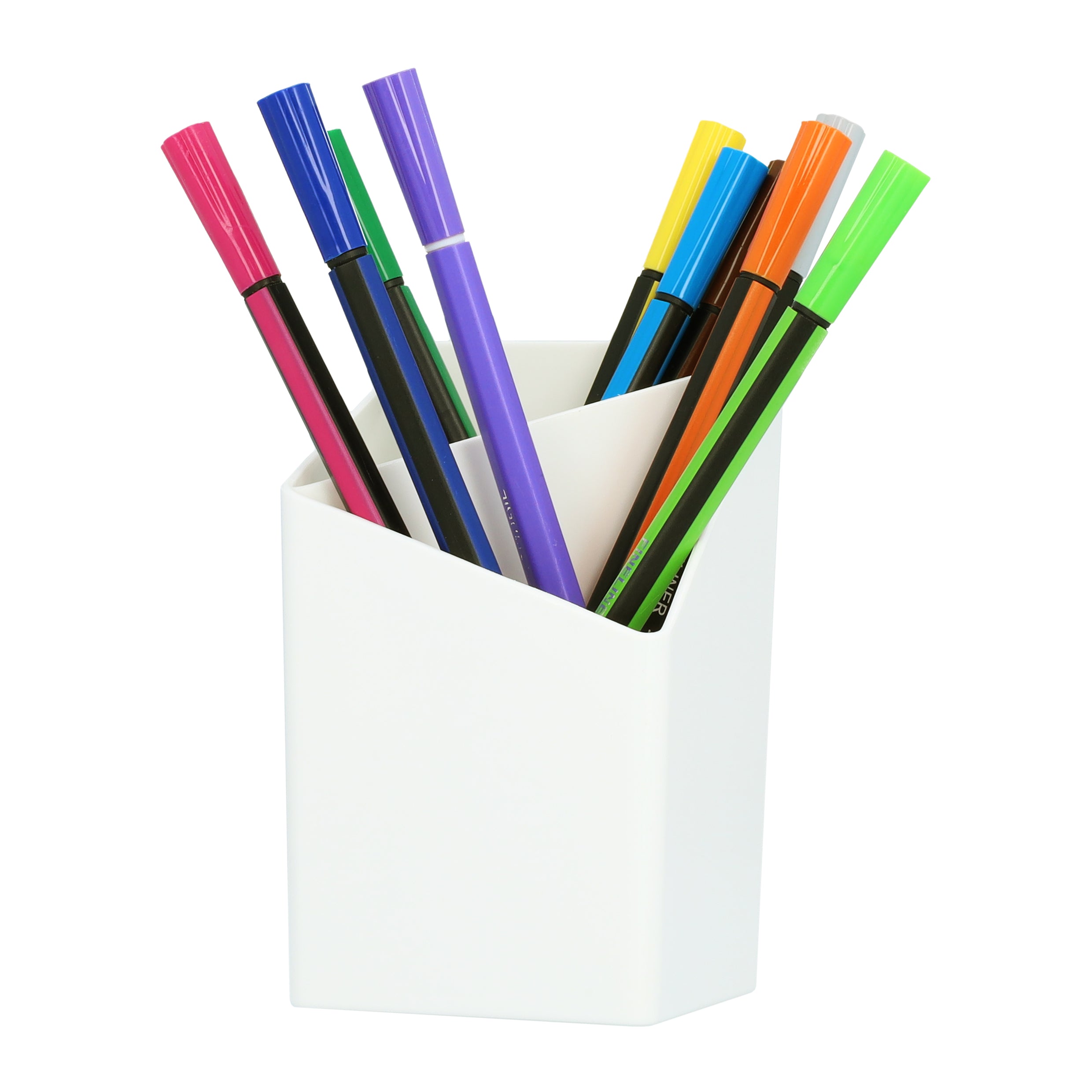 QUVIO Pennenbakje met 2 vakken - Plastic - Wit