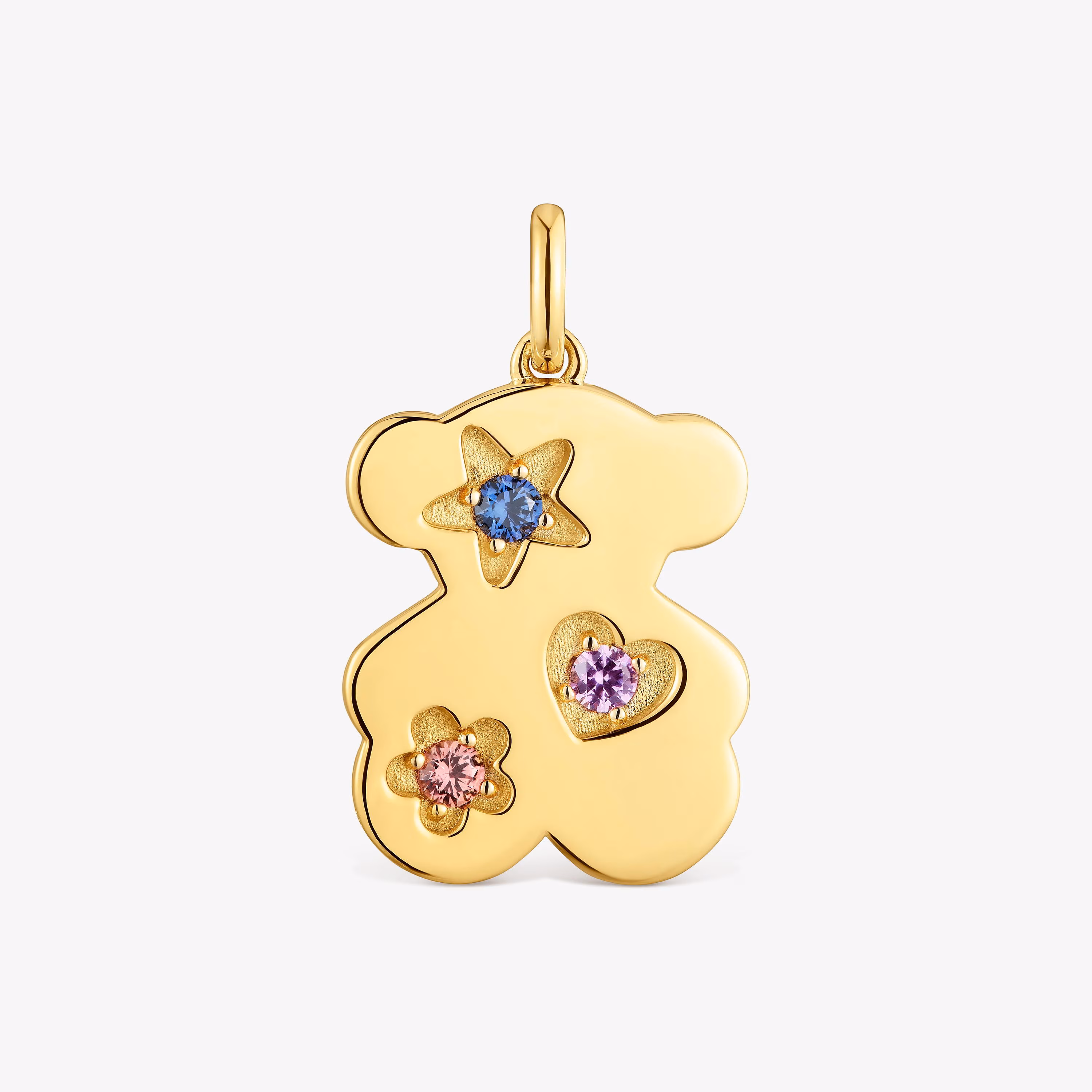 Colgante oso con baño de oro 18 kt sobre plata y zafiros creados en laboratorio Sweet Dolls LGG