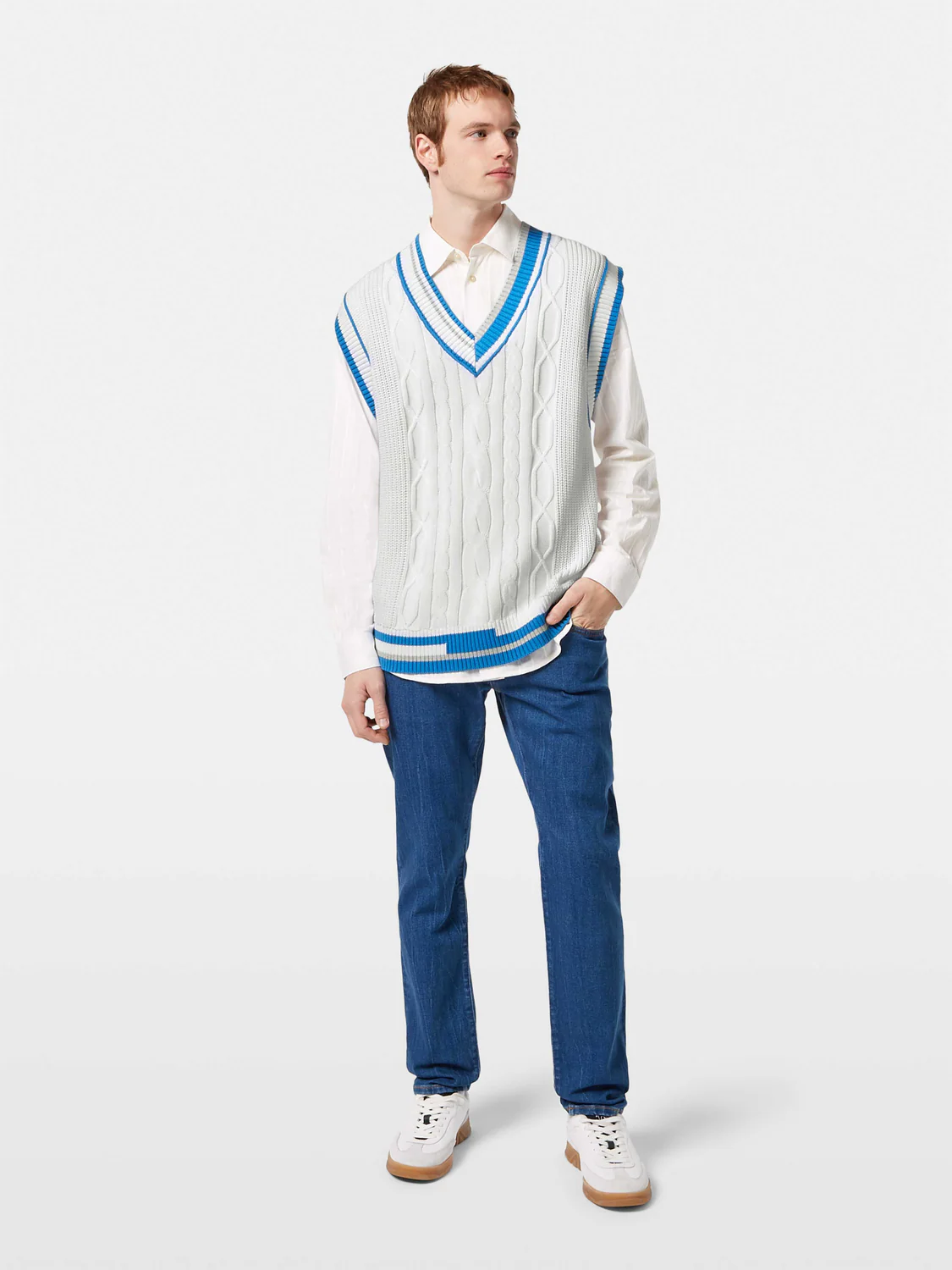 Cable Knit V-Neck Vest