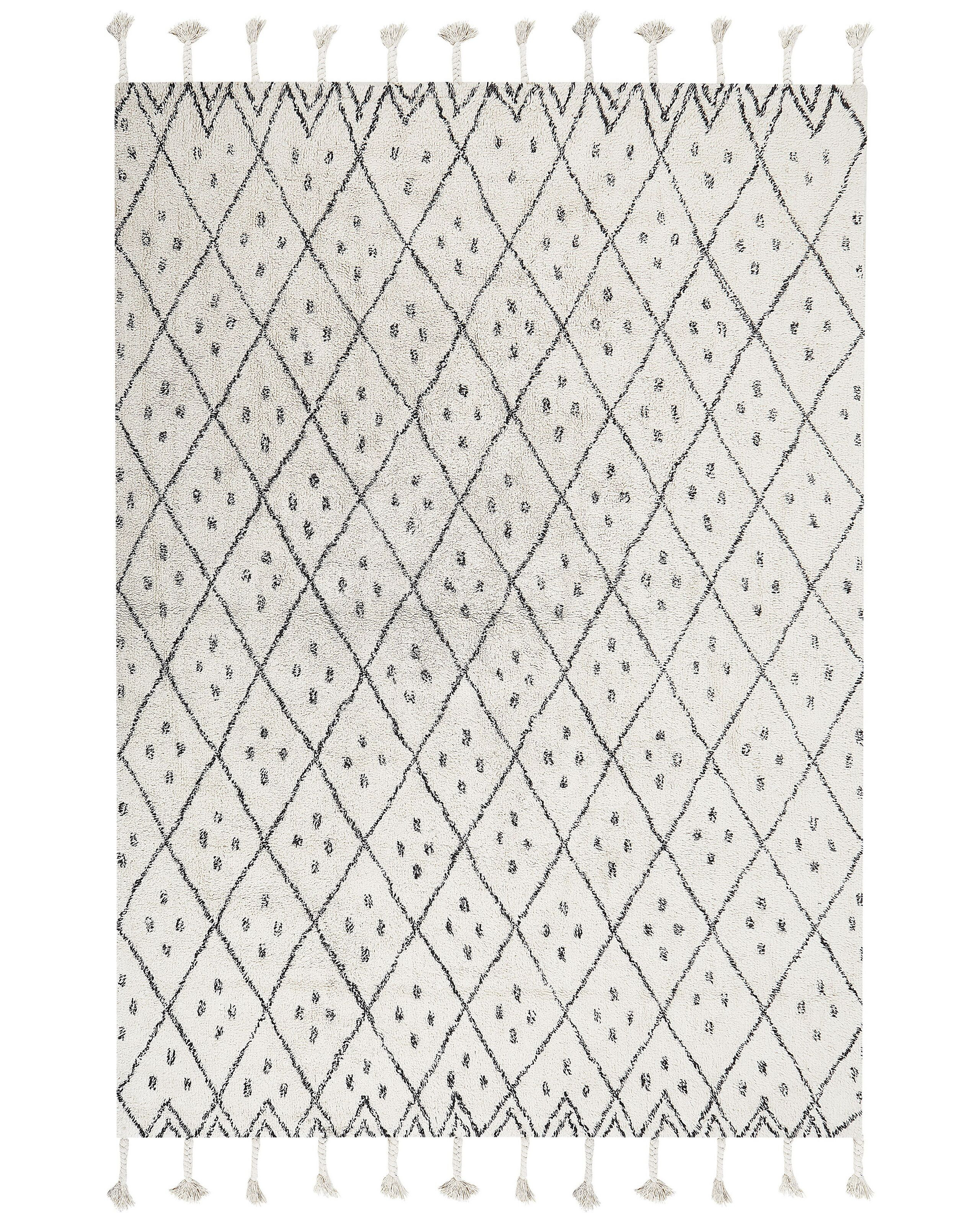 Dywan z frędzlami 140x200 cm biały czarny