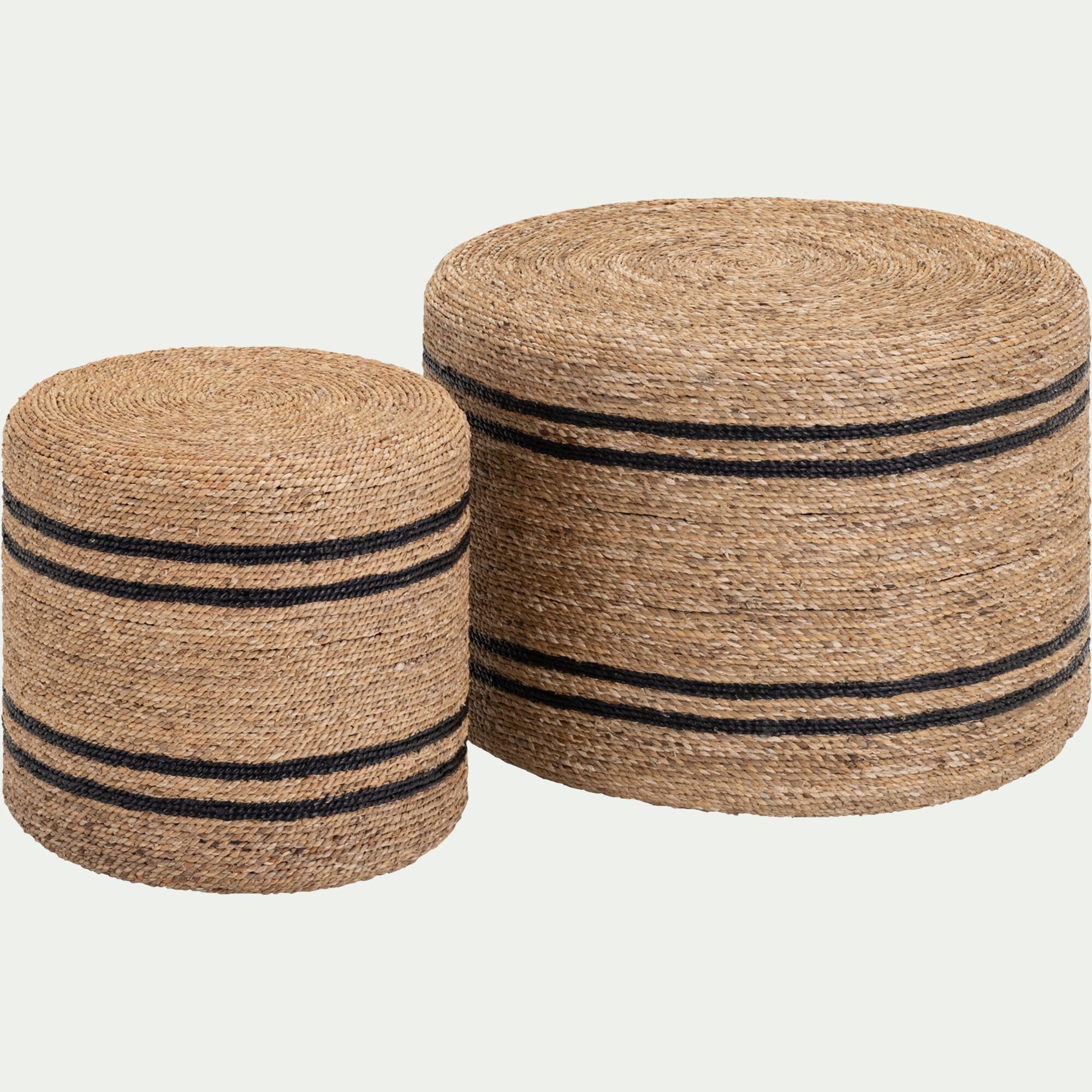 CAIRANNE - Set de 2 tables basses rondes en jacinthe d'eau - naturel