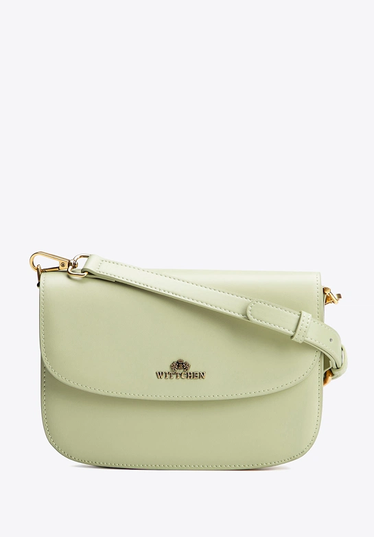 Damska crossbody ze skóry naturalnej pistacjowa