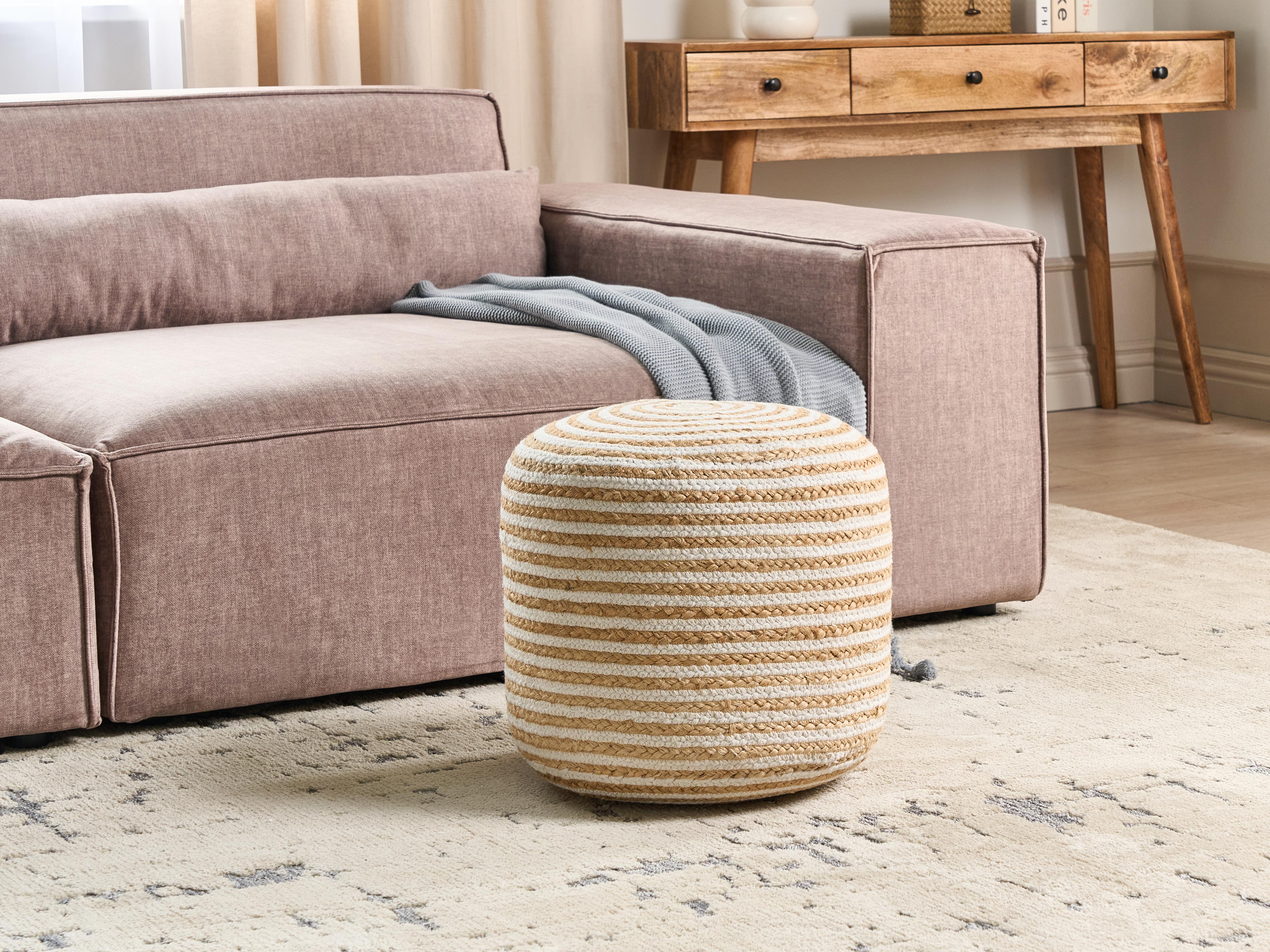 Pouffe RESAFA Jute White Beige