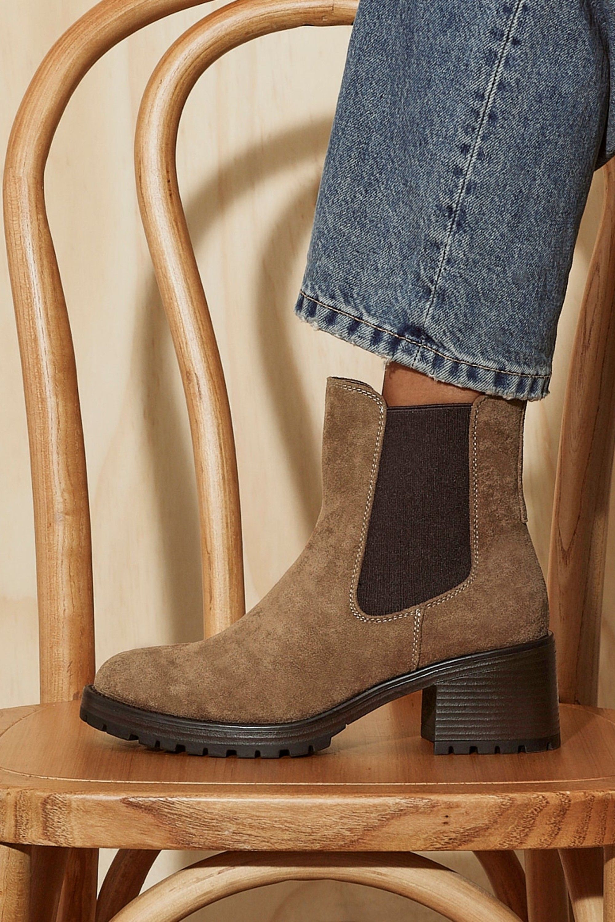 Linzi Path Sand Faux Suede Chelsea Boot