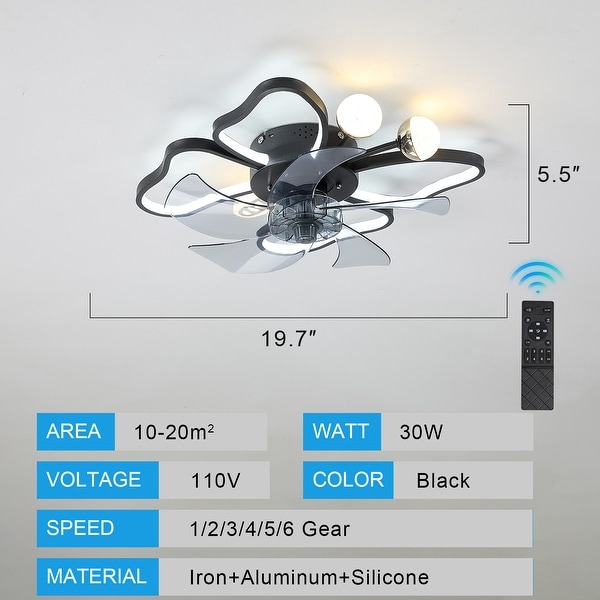 Butterfly Ceiling Fan with Remote and Light Dimmable