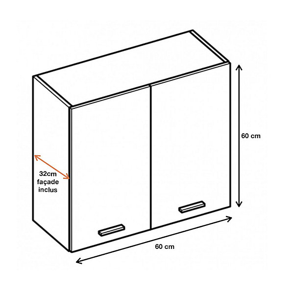 Cuisineandcie - Meuble haut de cuisine Eco Blanc 2 portes L 60 cm