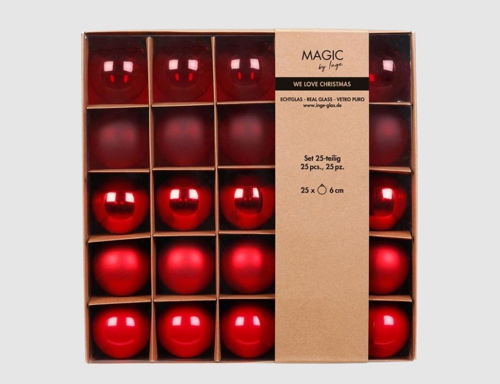 Kugelset Flow Merry Red Glas Ø6cm