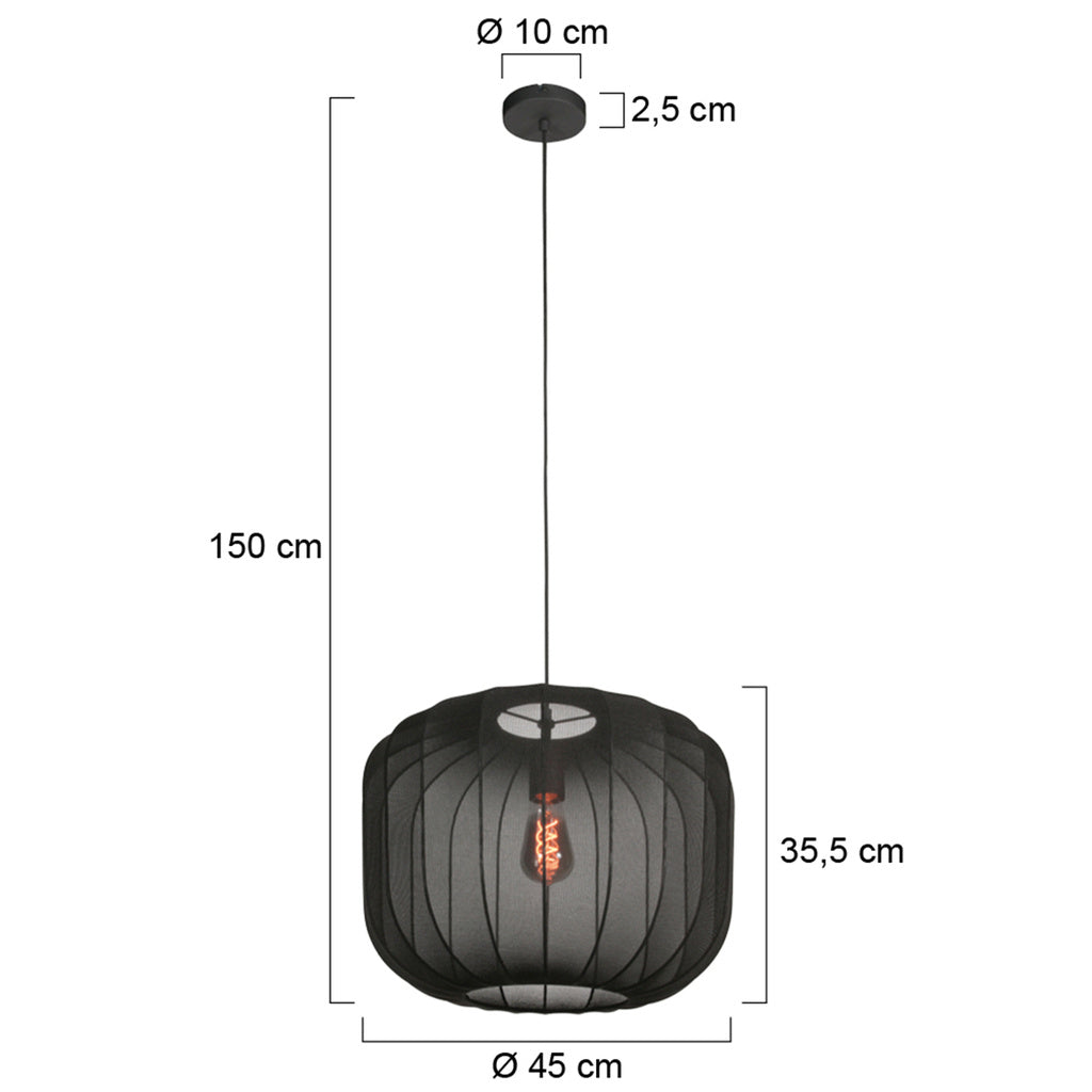 Anne Light & Home Hanglamp Sable Zwart Linnen Ø 45 cm