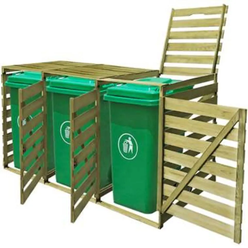 vidaXL - Containerberging - Groen - Hout - 3 containers