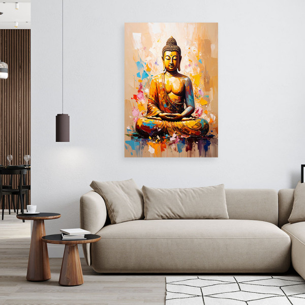 Obraz do salonu sypialni, Budda Medytacja Beżowy 20x30