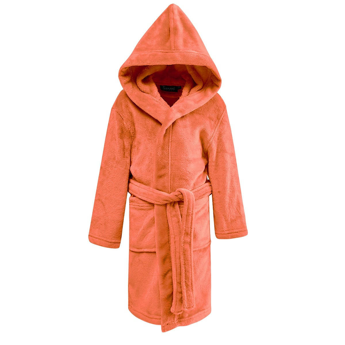 KOMO KIDS - Peignoir enfant polaire chaud à capuche  corail 03/04 ans