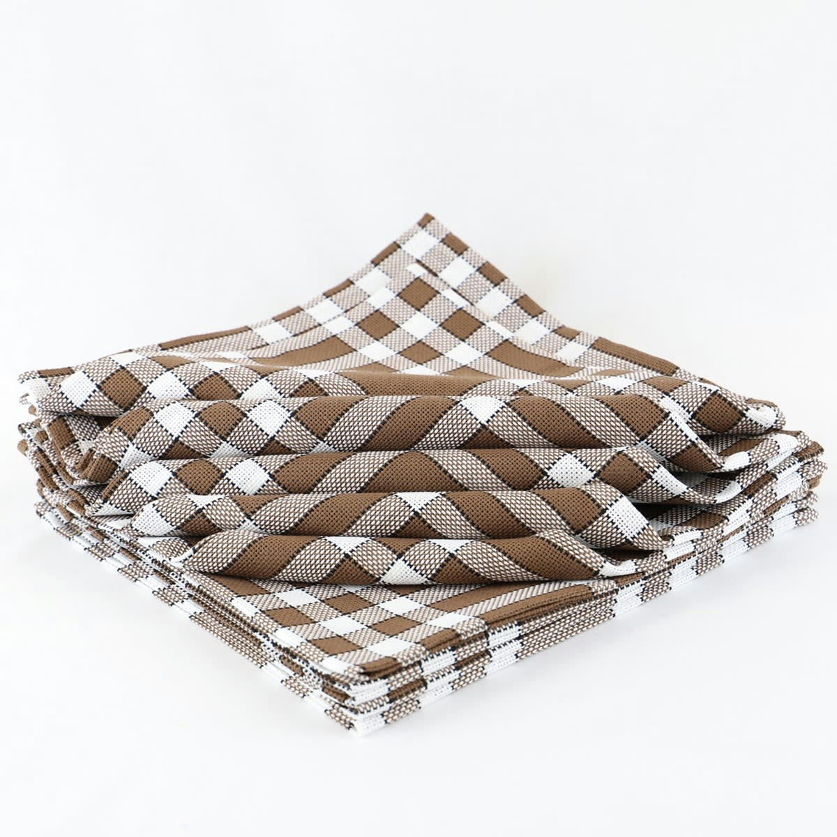 LOT DE 10 NELLY - Lot de 10 serviettes de tables en coton marron