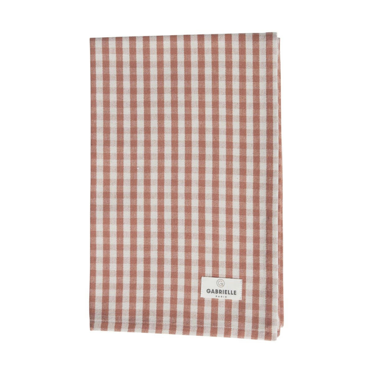PAR AMOUR - Torchon en coton imprimé vichy brique 45x70