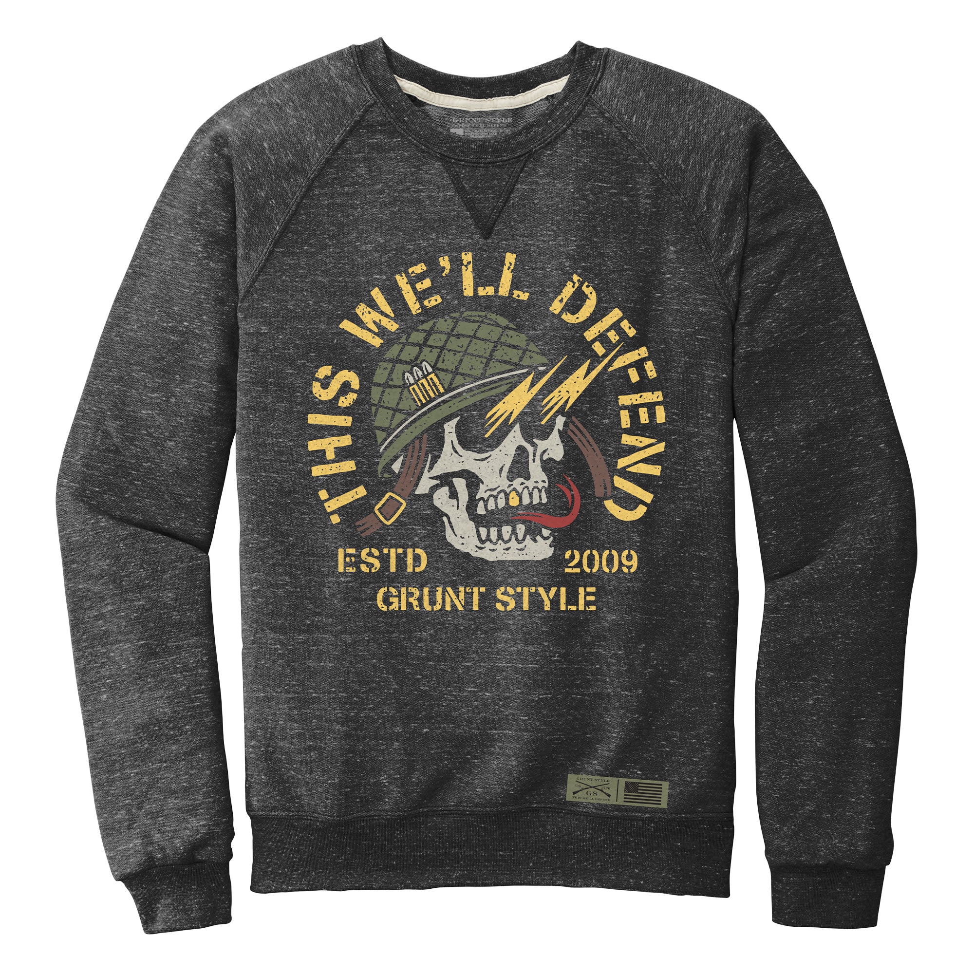 Death Skull Terry Crew Sweatshirt - Black Heather