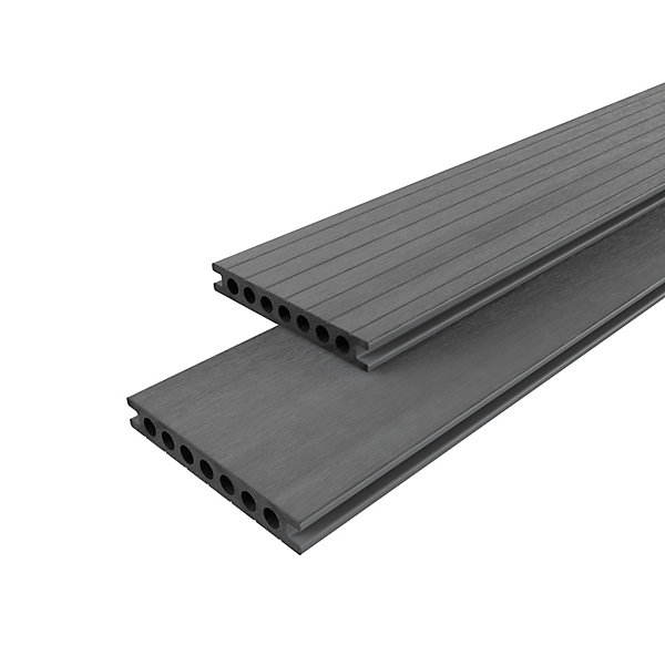 Lame de terrasse composite gris Neva Premium Klikstom L.220 x l.14,5 cm