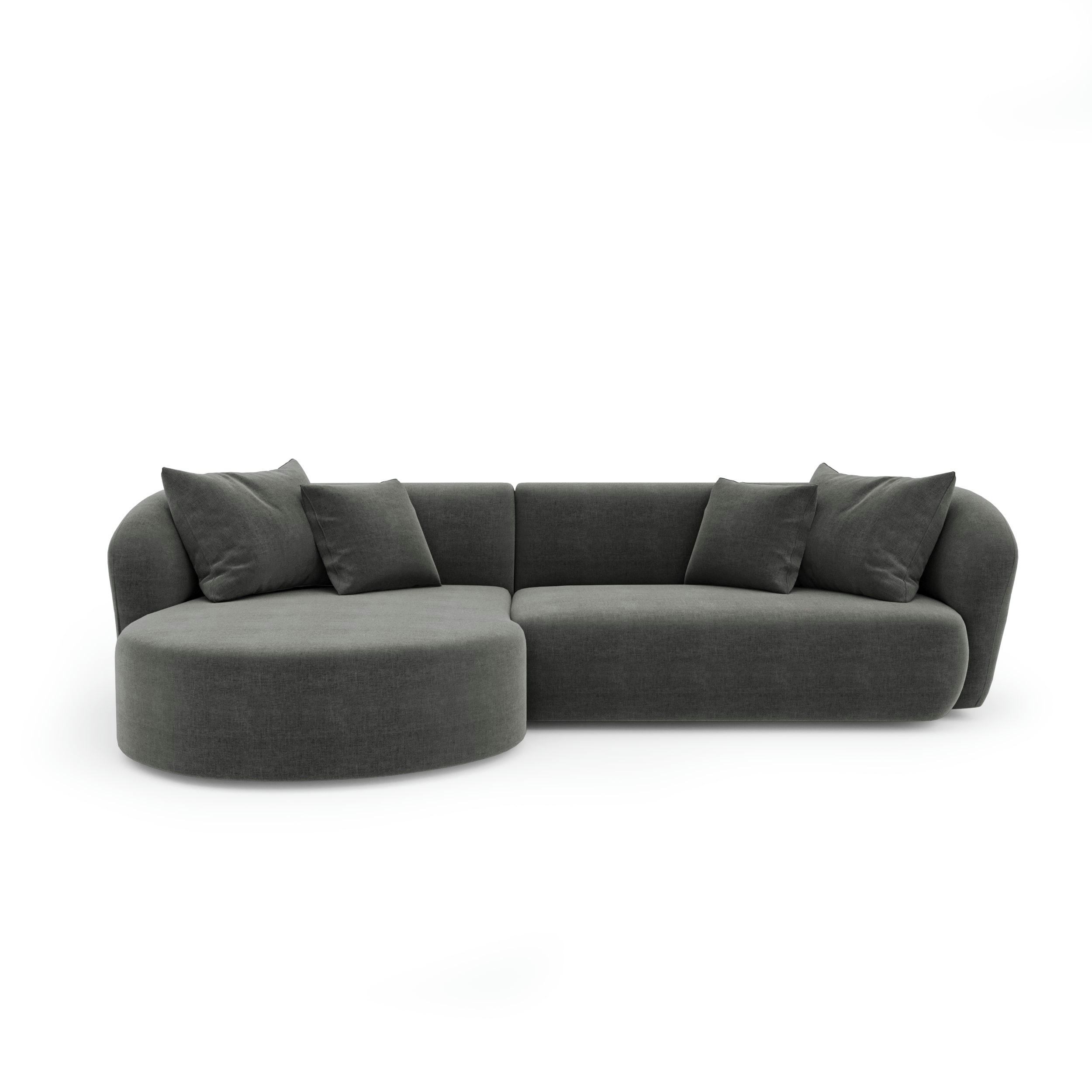 EMY - Canapé d'angle gauche velours gris graphite