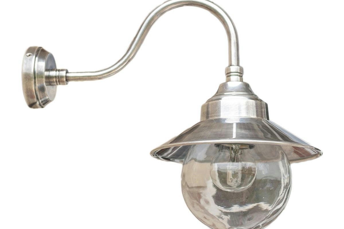 CYGNE - Petite applique étanche col de cygne en métal argenté