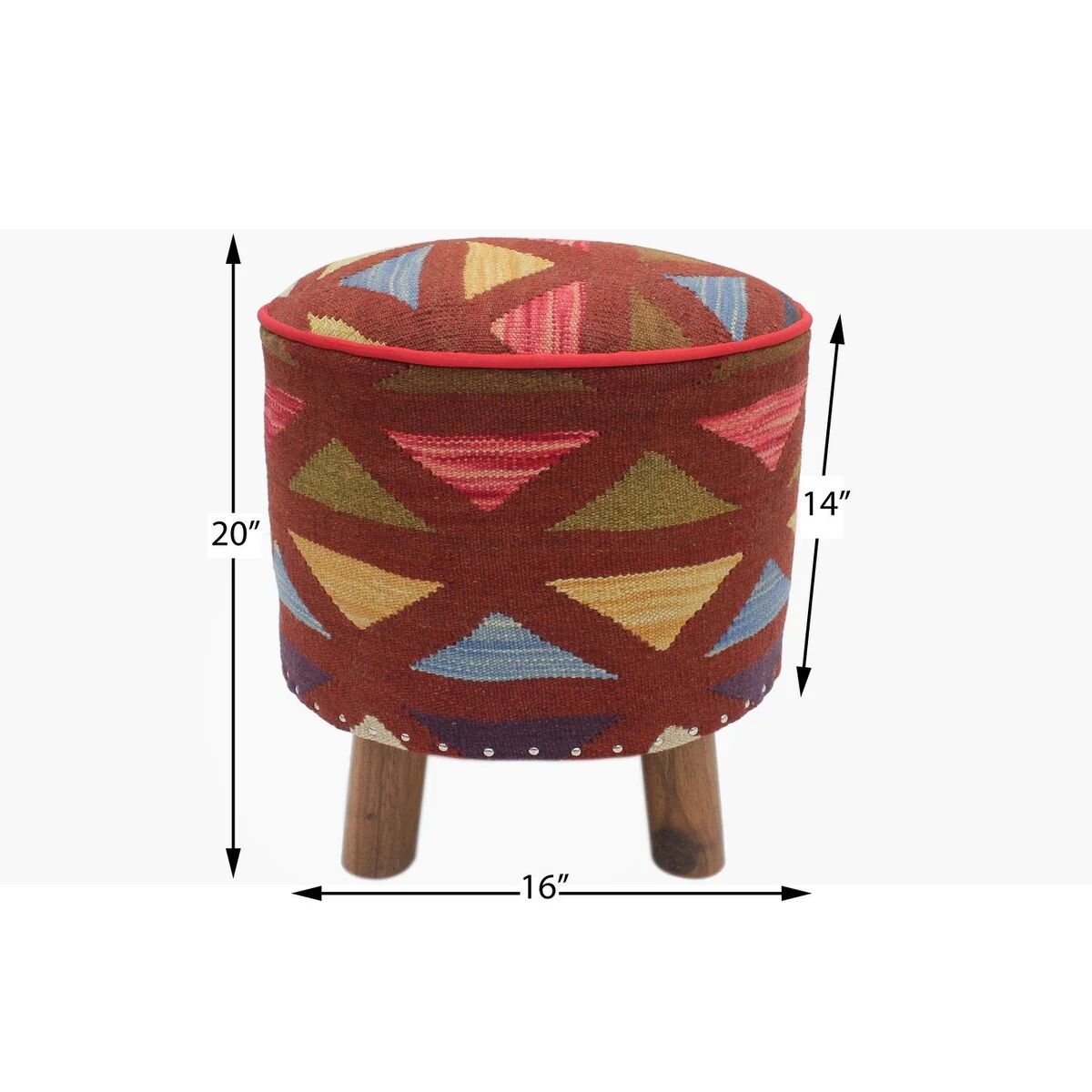 Bohemian Sudie Handmade Kilim Upholstered Ottoman