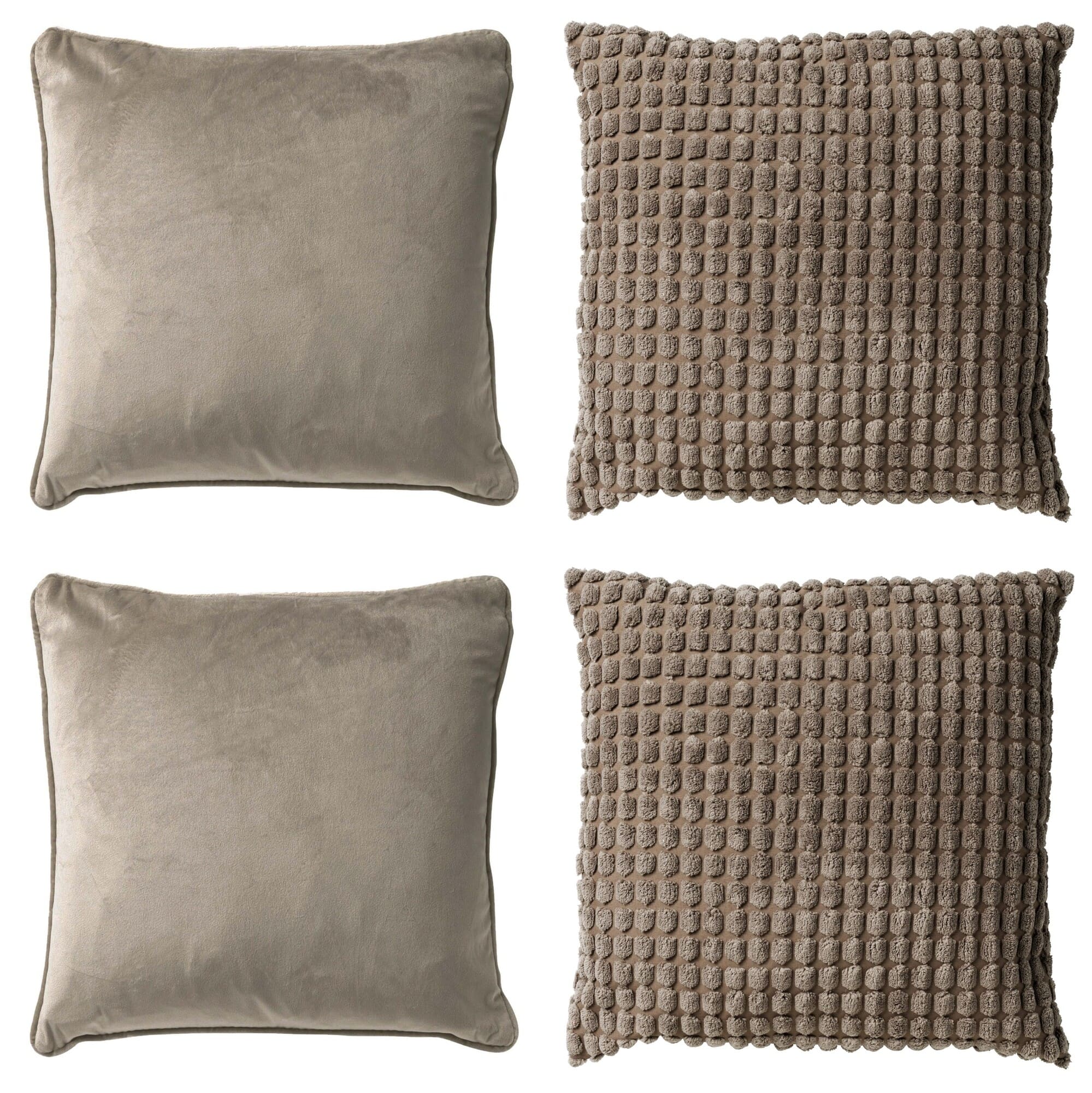 KUSSENSET - 4-delig - Texture Harmony - 45x45 cm - inclusief binnenkussens - taupe