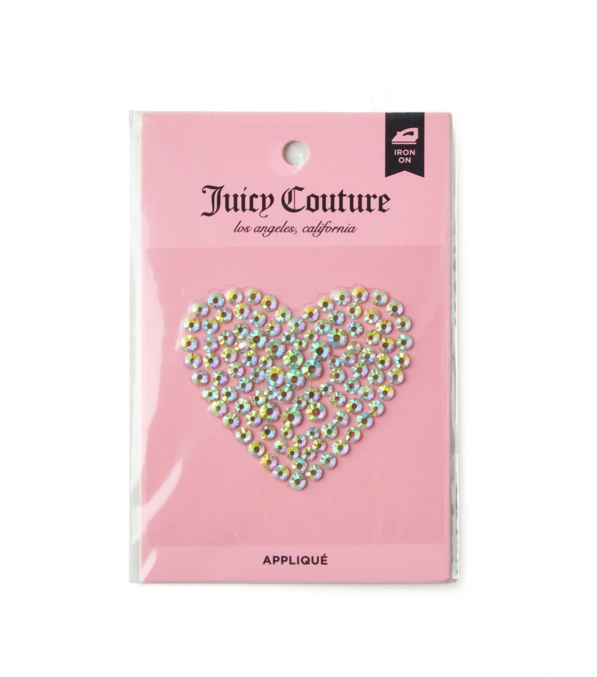 Juicy Couture 2 Rhinestone Heart Iron On Patch